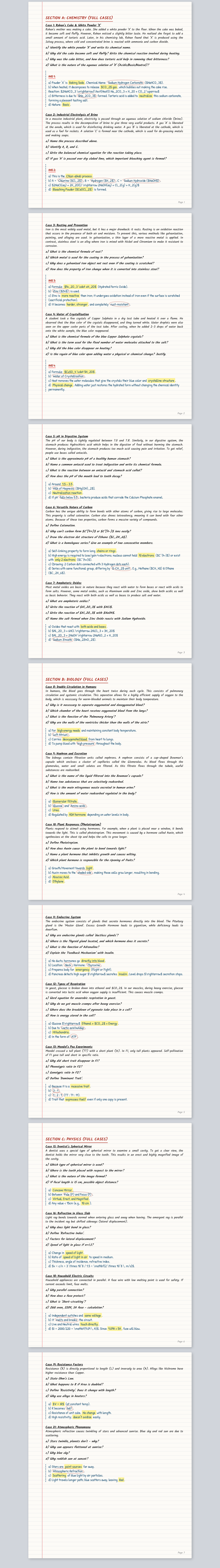 Science Case Based Questions: Chemistry, Biology, and Physics (Full ...
