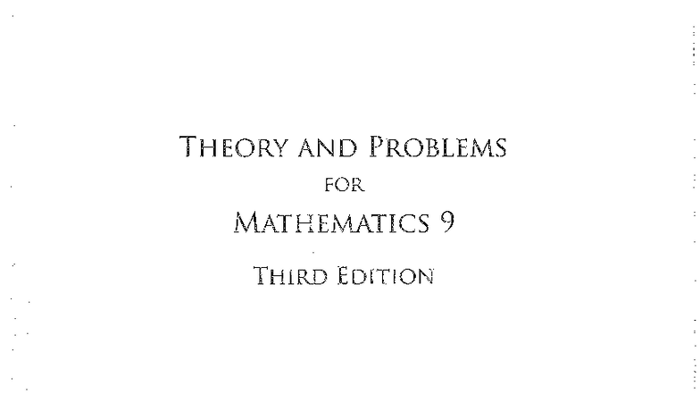 Mathematics 9 Theory & Problems: Chapter 1 Overview - Studocu