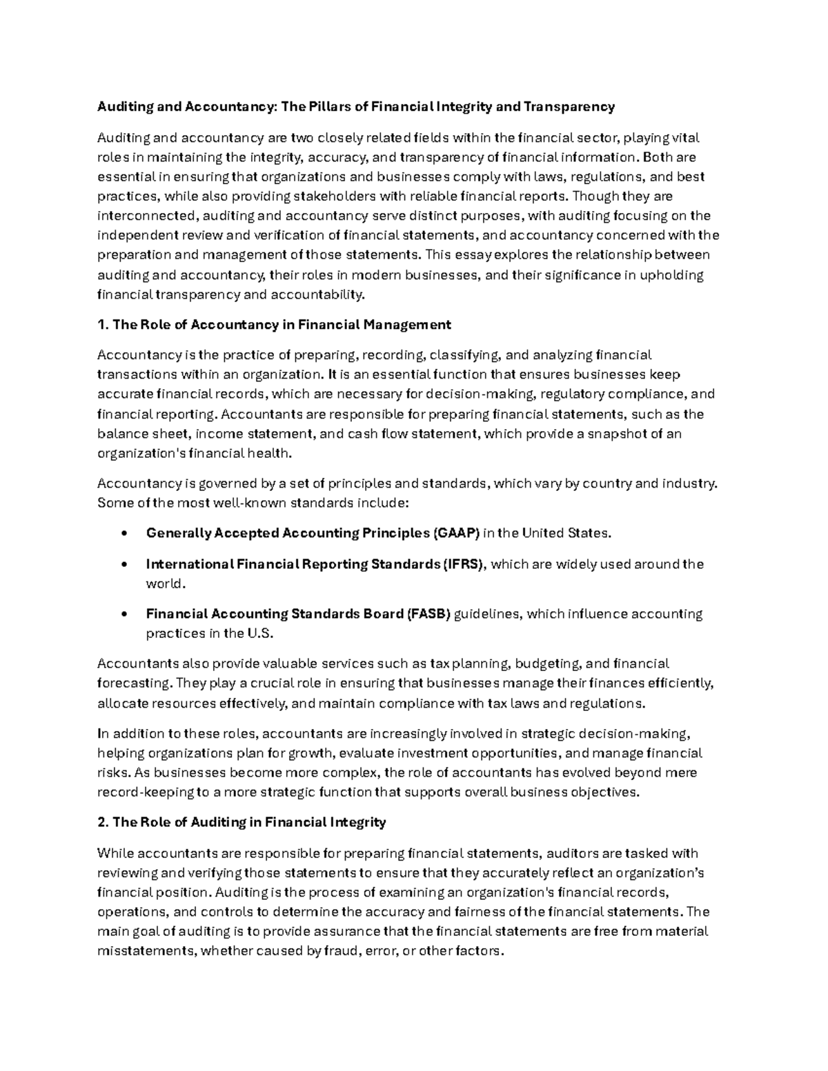 Auditing & Accountancy: Key Roles in Financial Integrity & Transparency ...