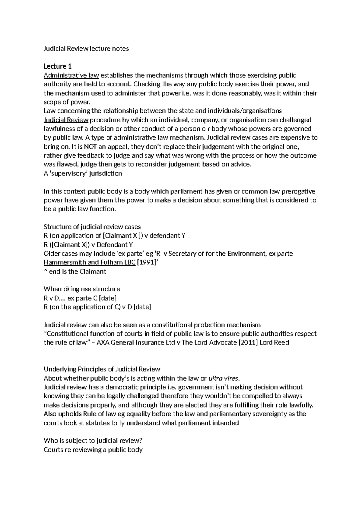 Judicial Review Lecture Notes (LAW 101): Key Concepts and Case Studies ...