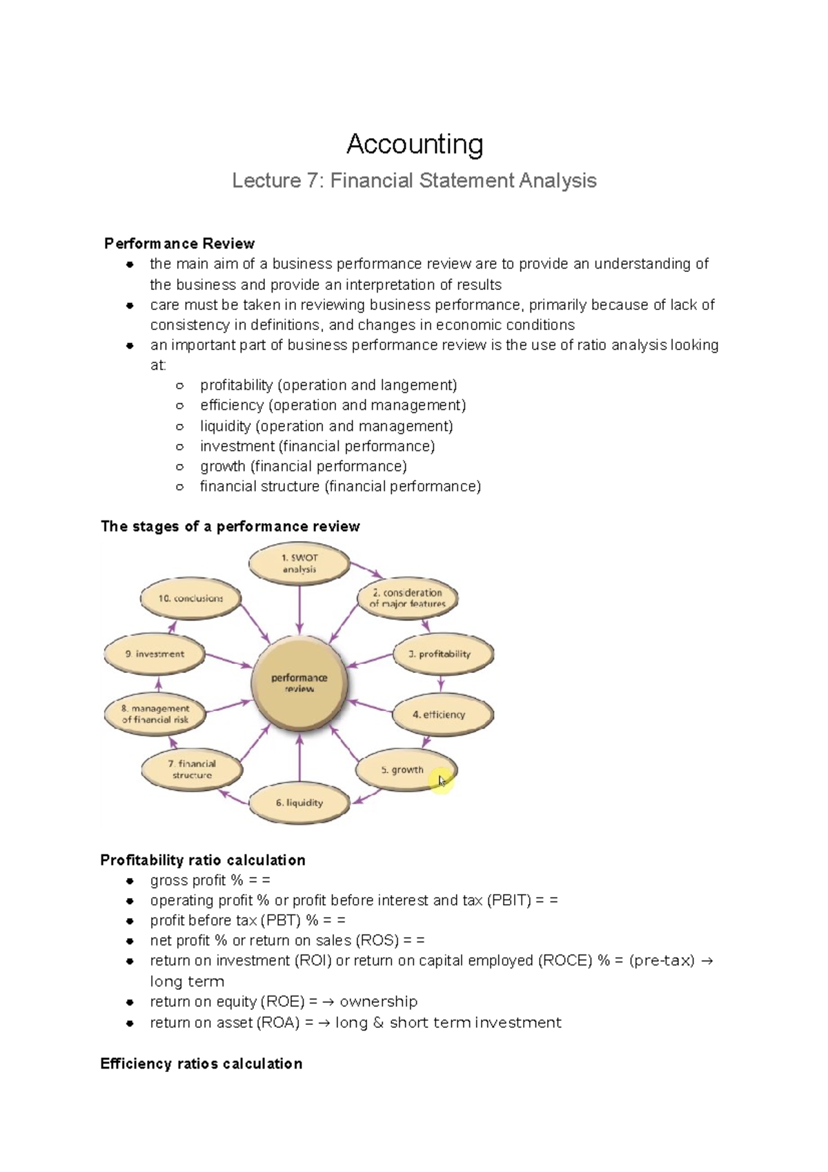 Lecture 7 Financial Statement Analysis - Accounting Lecture 7 ...