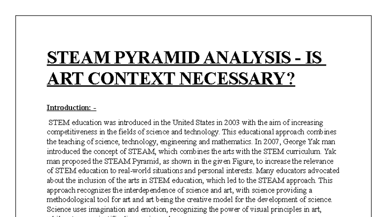 STEAM Pyramid Analysis: Is Art Context Necessary? - BTECH CSE (IT ...