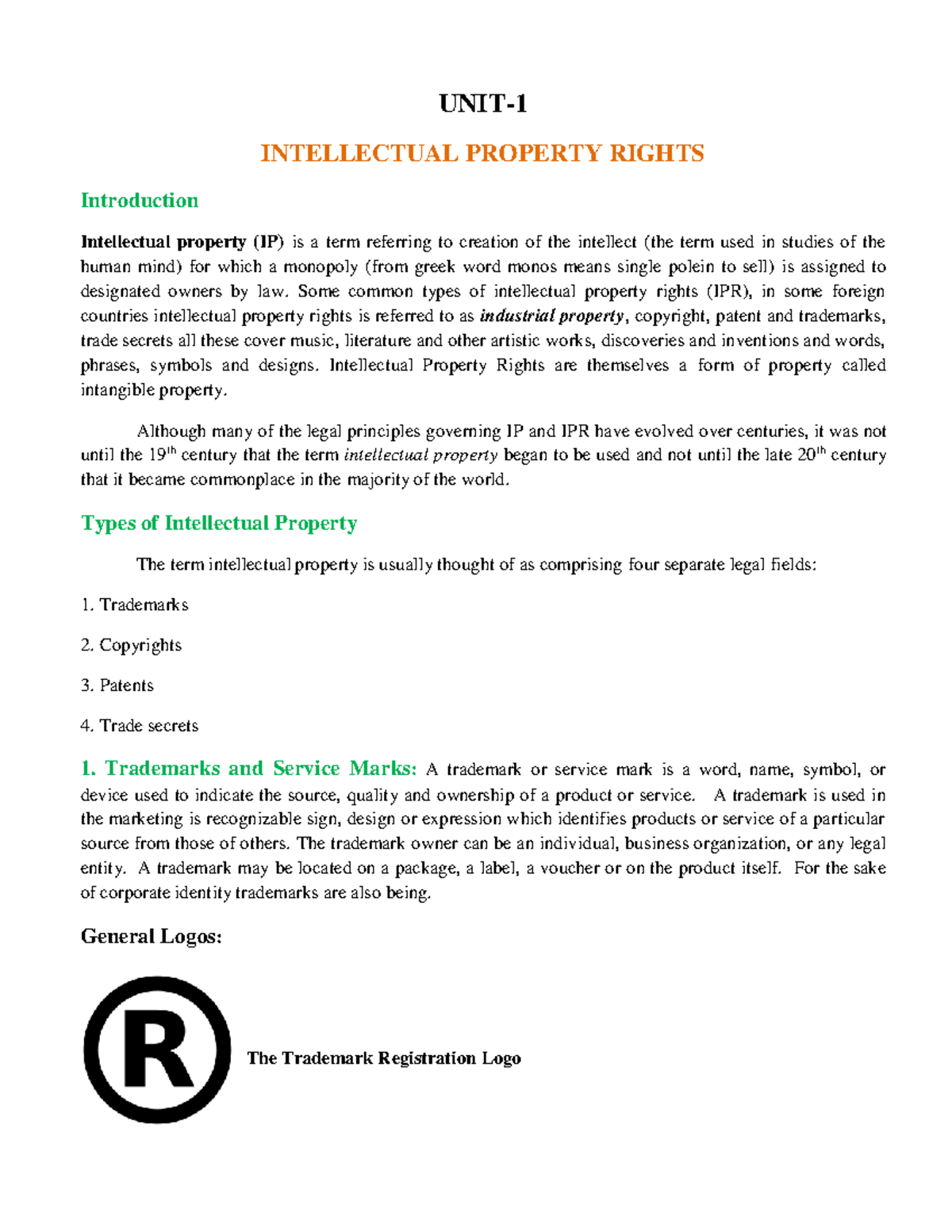 IPR Notes-2-60: Overview of Intellectual Property Rights and Their ...