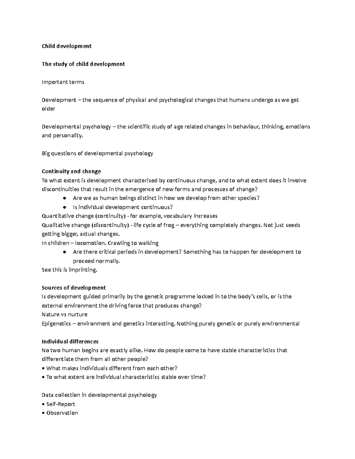 Child Development: Key Concepts in Developmental Psychology - Studocu