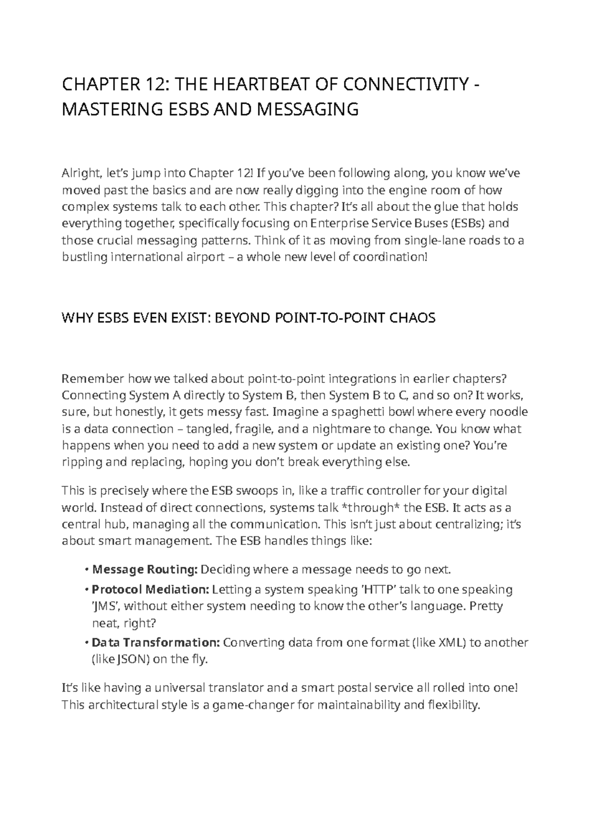 CHAPTER 12 REVIEW: MASTERING ESBS & MESSAGING IN SYSTEMS INTEGRATION ...