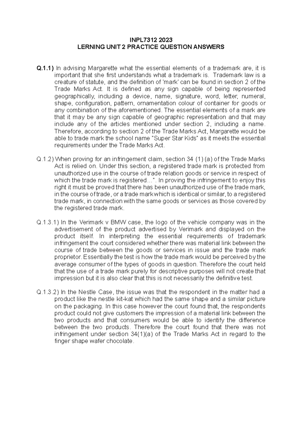 INPL7312-2023-LU2 - Learning Unit 2 Answers. - INPL7312 2023 LERNING ...