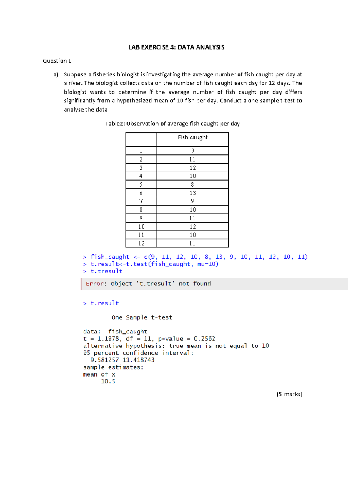 LAB EXERCISE 4: DATA ANALYSIS & STATISTICAL TESTS - Studocu