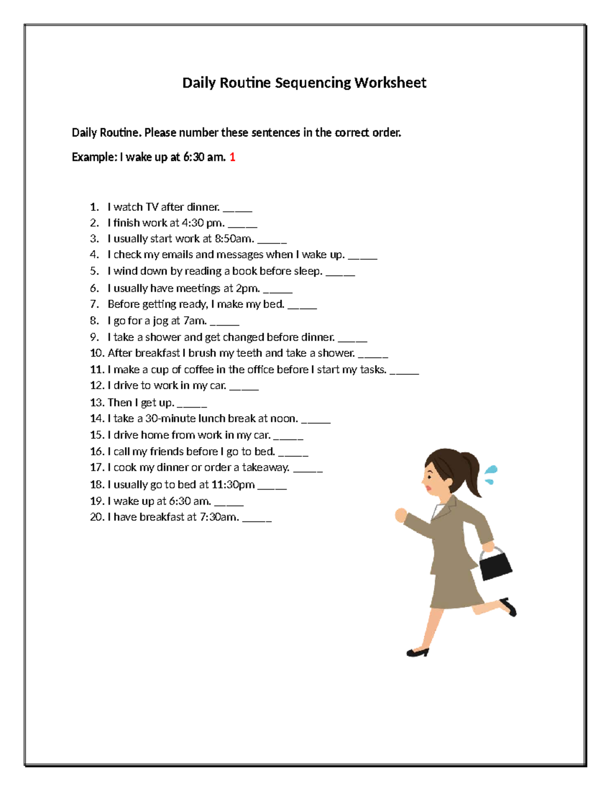 Daily Routine Sequencing Worksheet (153361) - Studocu