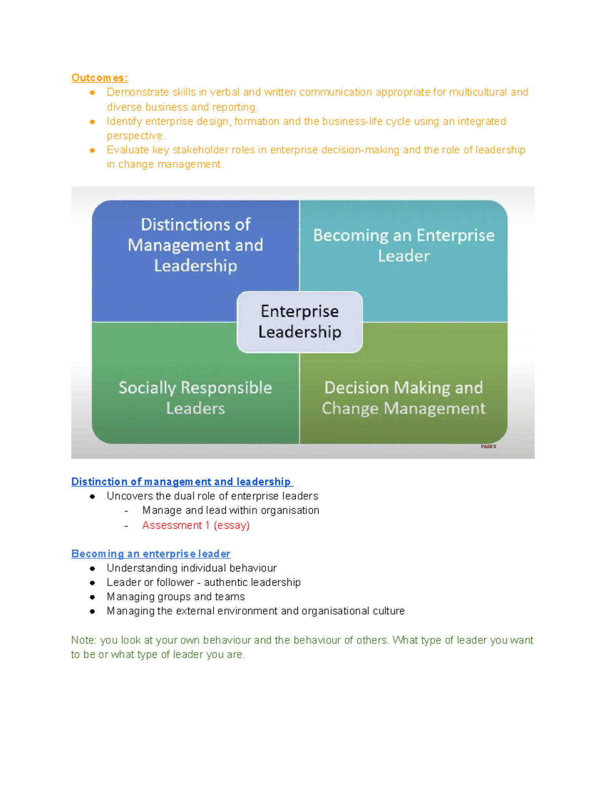 EL Week 1 Notes: Reflective & Critical Thinking for Enterprise Leaders ...
