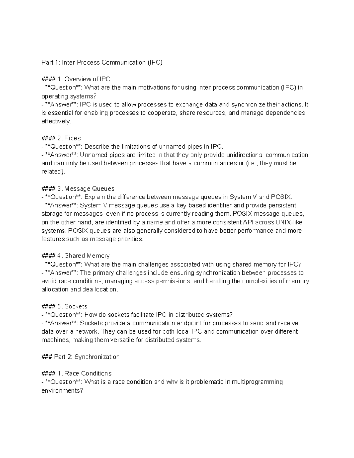 IPC Overview and Synchronization Techniques in Operating Systems (CS101 ...