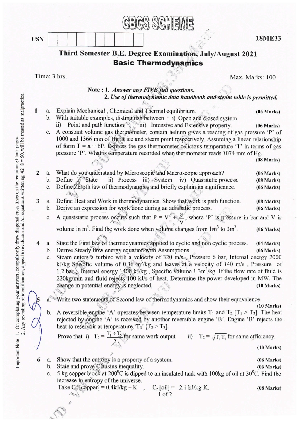 18ME33 Basic Thermodynamics Course Notes by N.S. Hiremath - Studocu