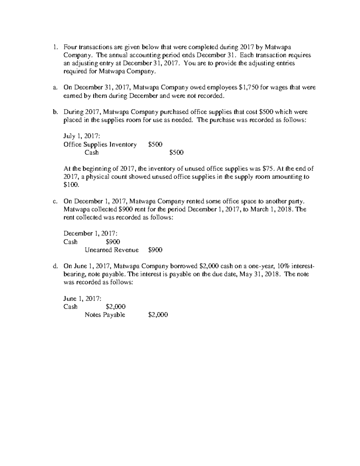 Adjusting Entries for Matwapa & Rafiki Companies - Tutorial 5 - Ch 3 ...