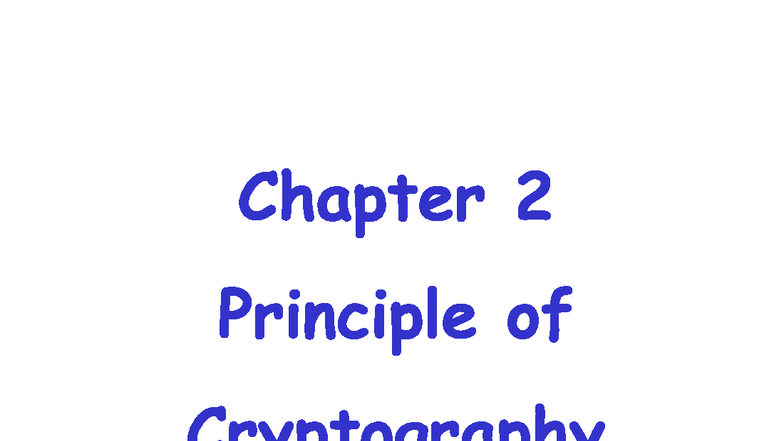 Chapter 2: Principles of Cryptography in Network Security - Studocu