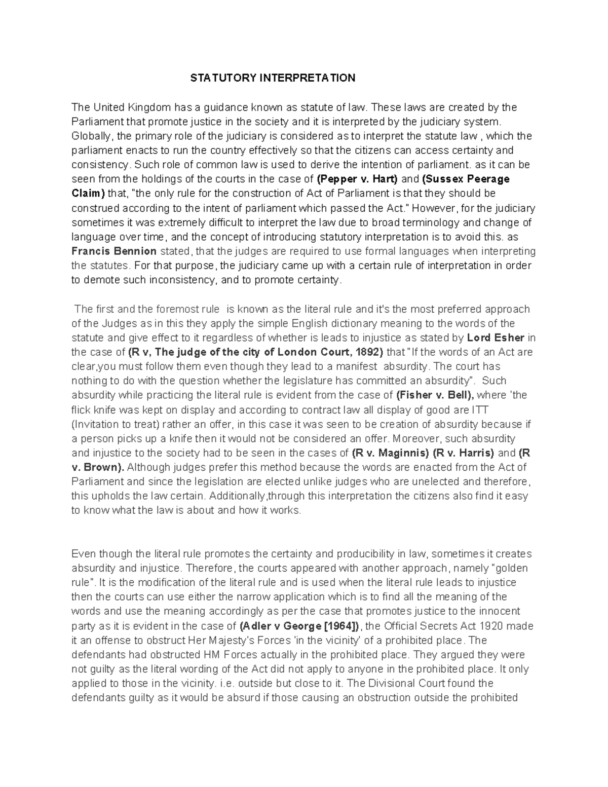 STAT 101: Comprehensive Overview of Statutory Interpretation - Studocu