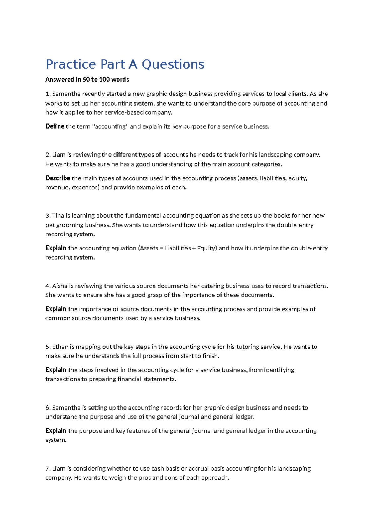 Part A Practice Questions - Practice Part A Questions Answered in 50 to ...