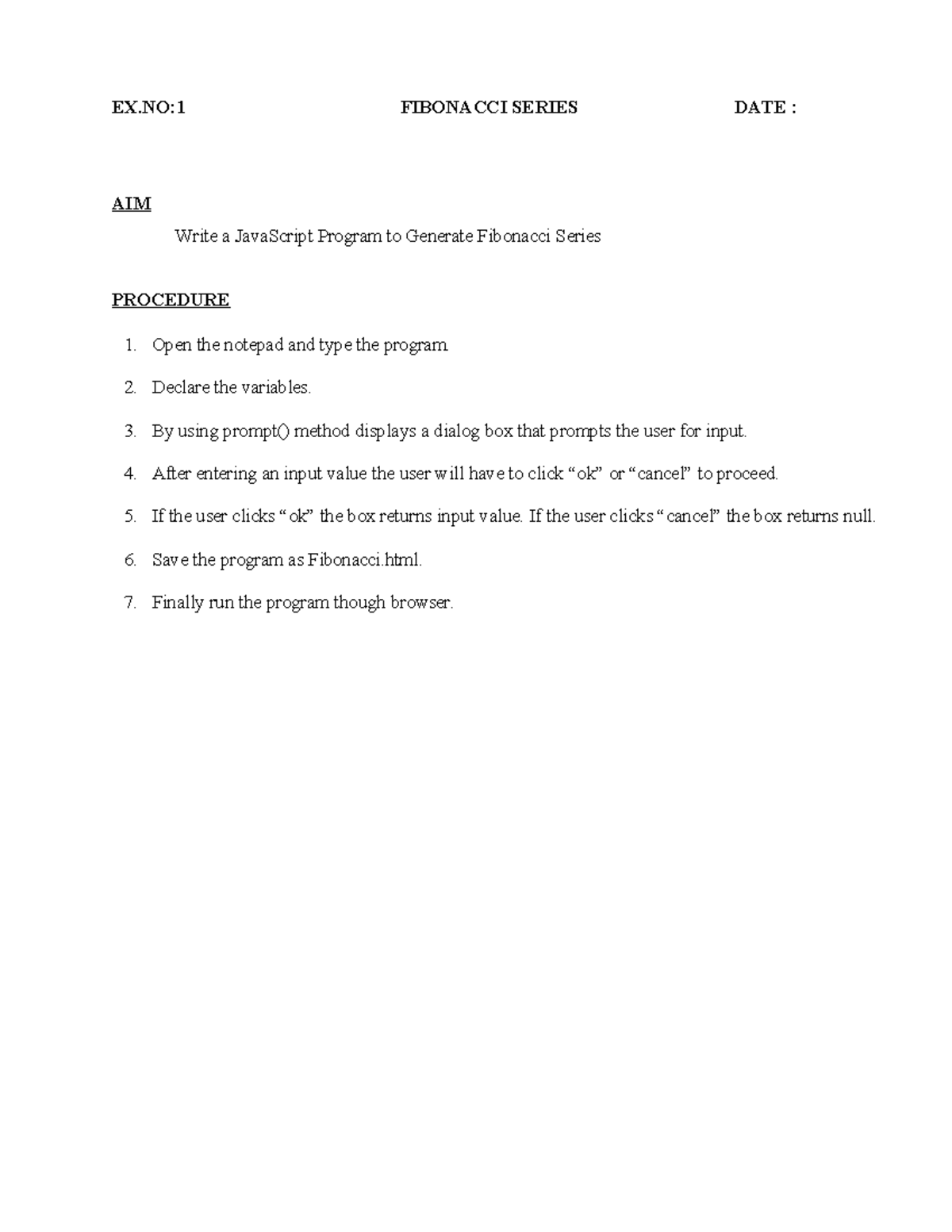 Web Technology Lab Manual: JavaScript Programs & Procedures - Studocu