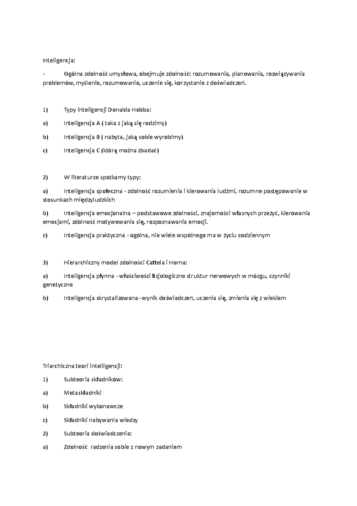 Psychologia Inteligencji: Notatki o Teoriach i Typach Inteligencji ...