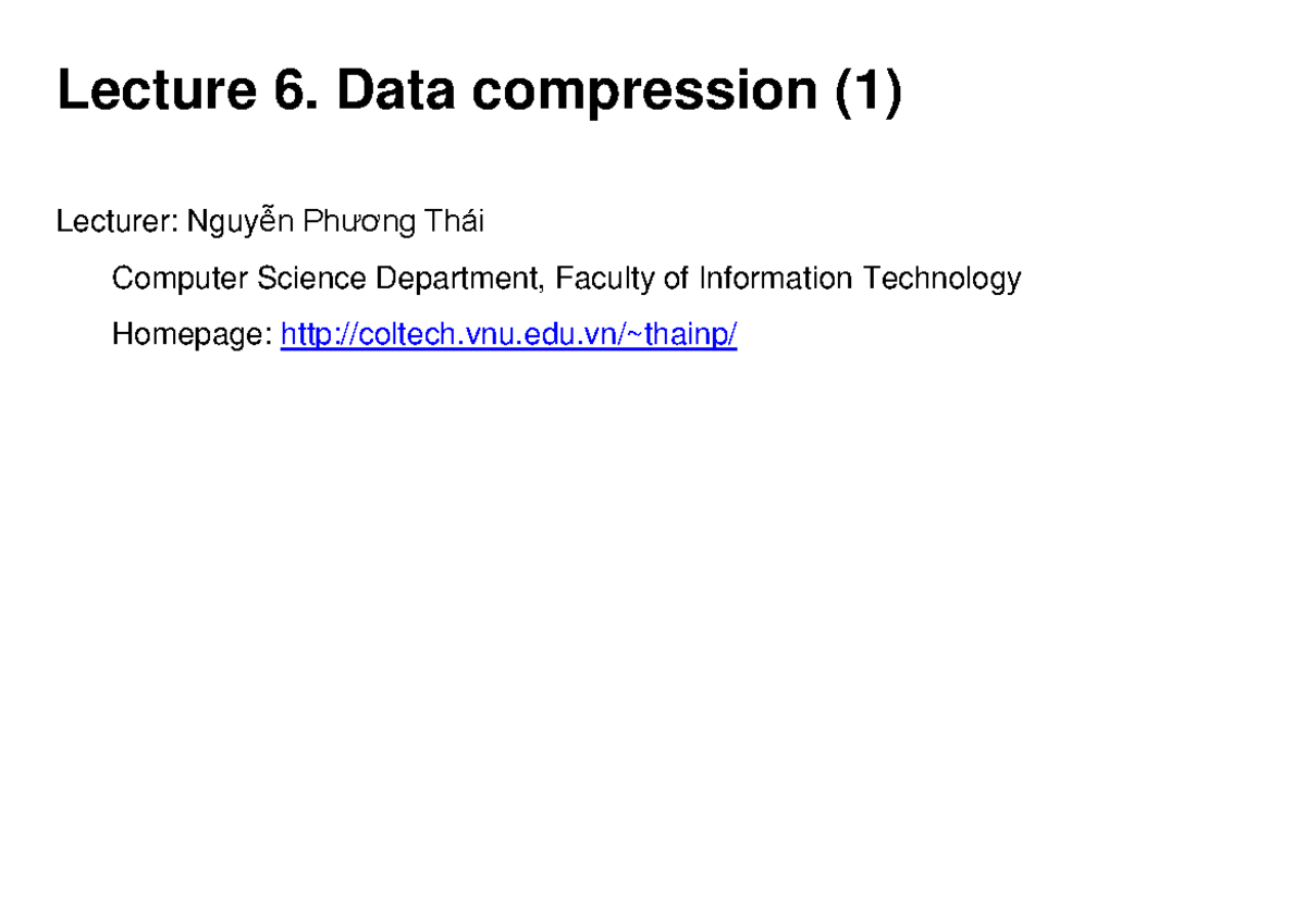 Lecture 6 - Data Compression 1 - Lecture 6. Data compression (1 ...