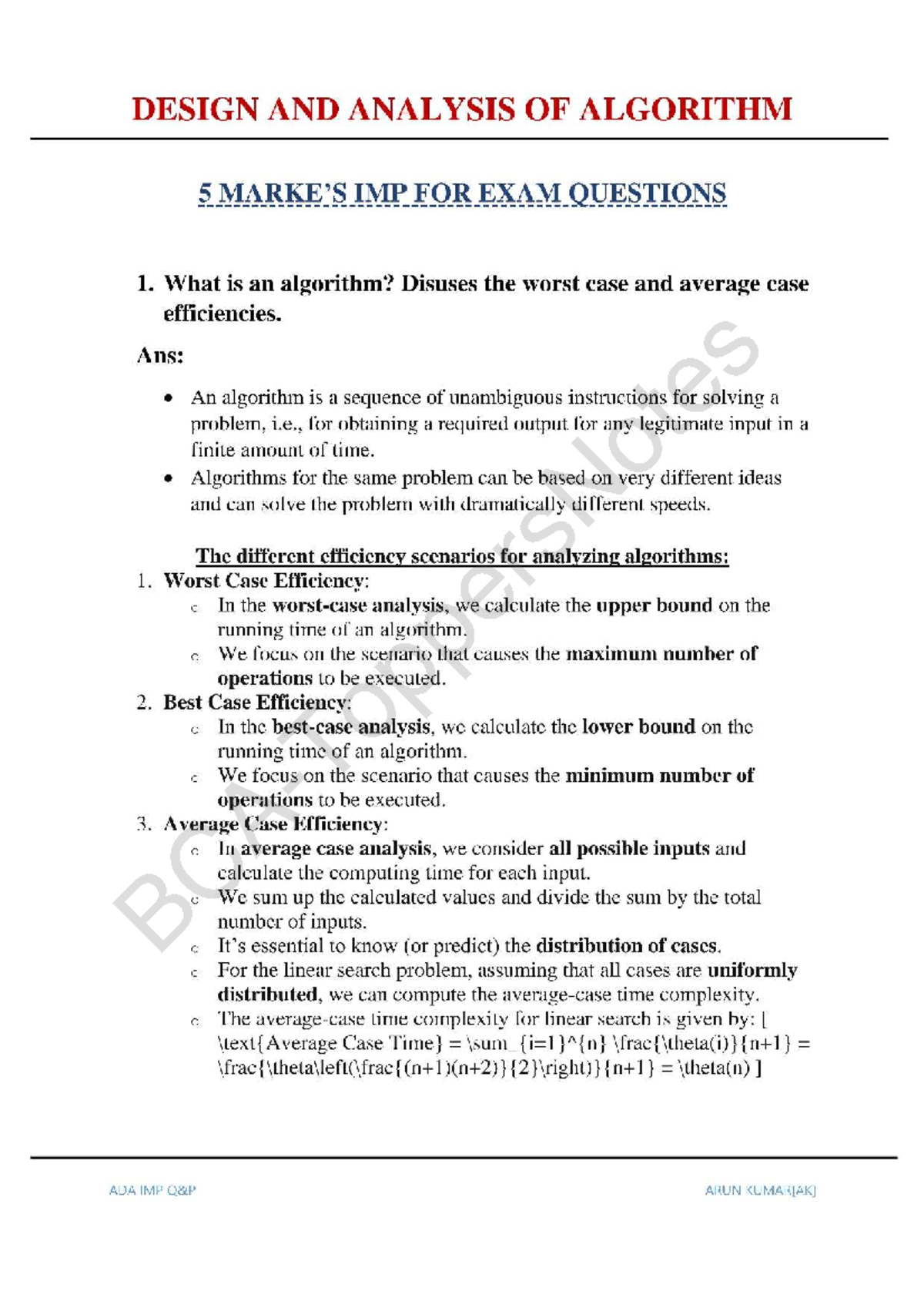 DAA Model Question Bank for Exam Preparation - Studocu
