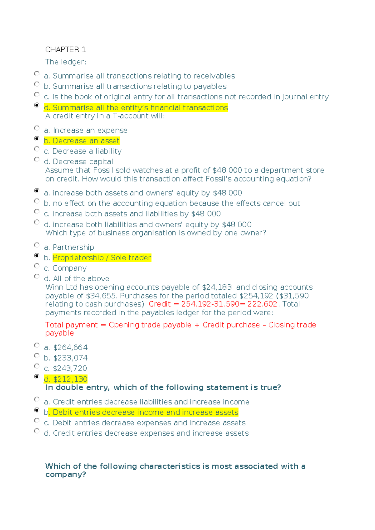 **Accounting Essentials: Review of Chapter 1 for ACCT101** - Studocu