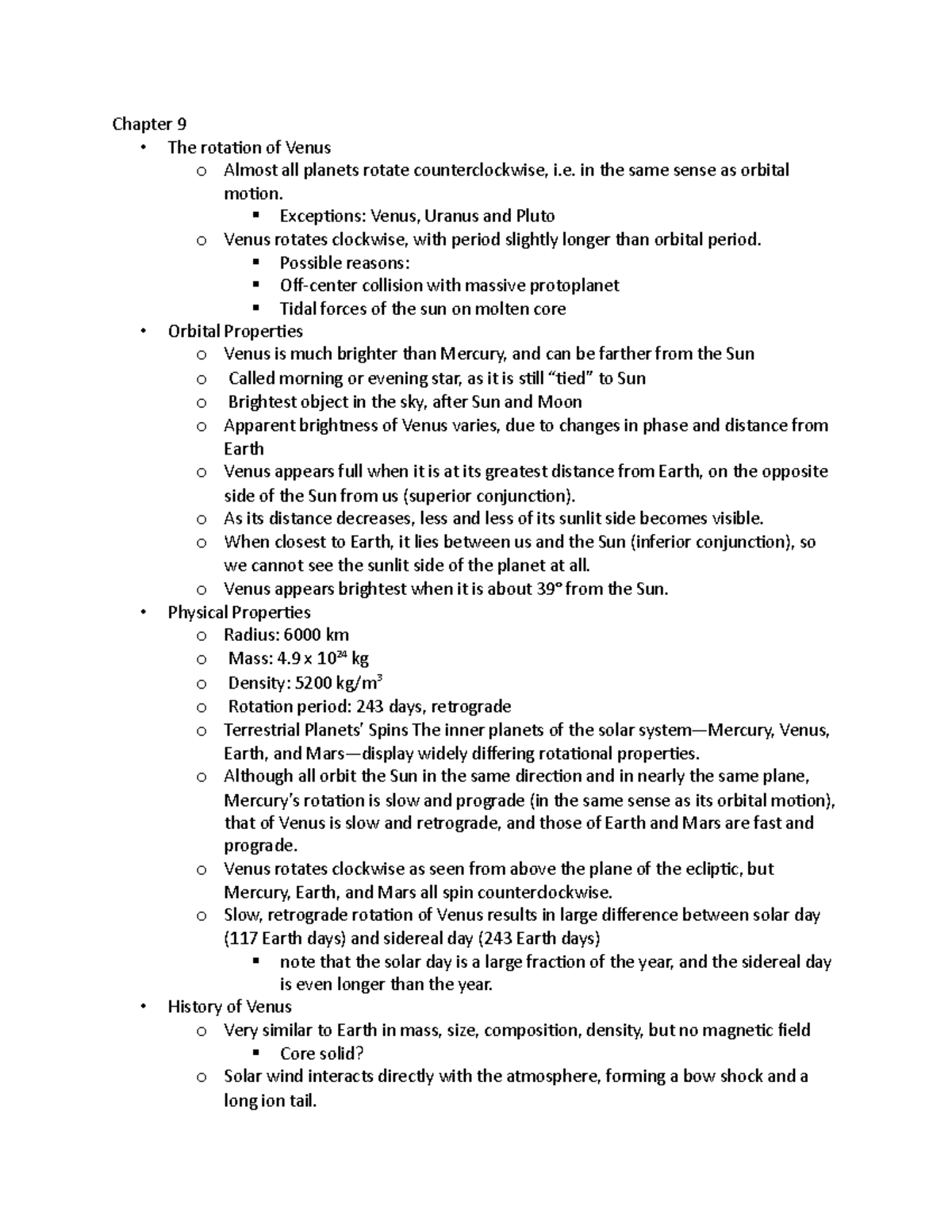 Chapter 9 - Lecture Notes: The Unique Rotation and Atmosphere of Venus ...