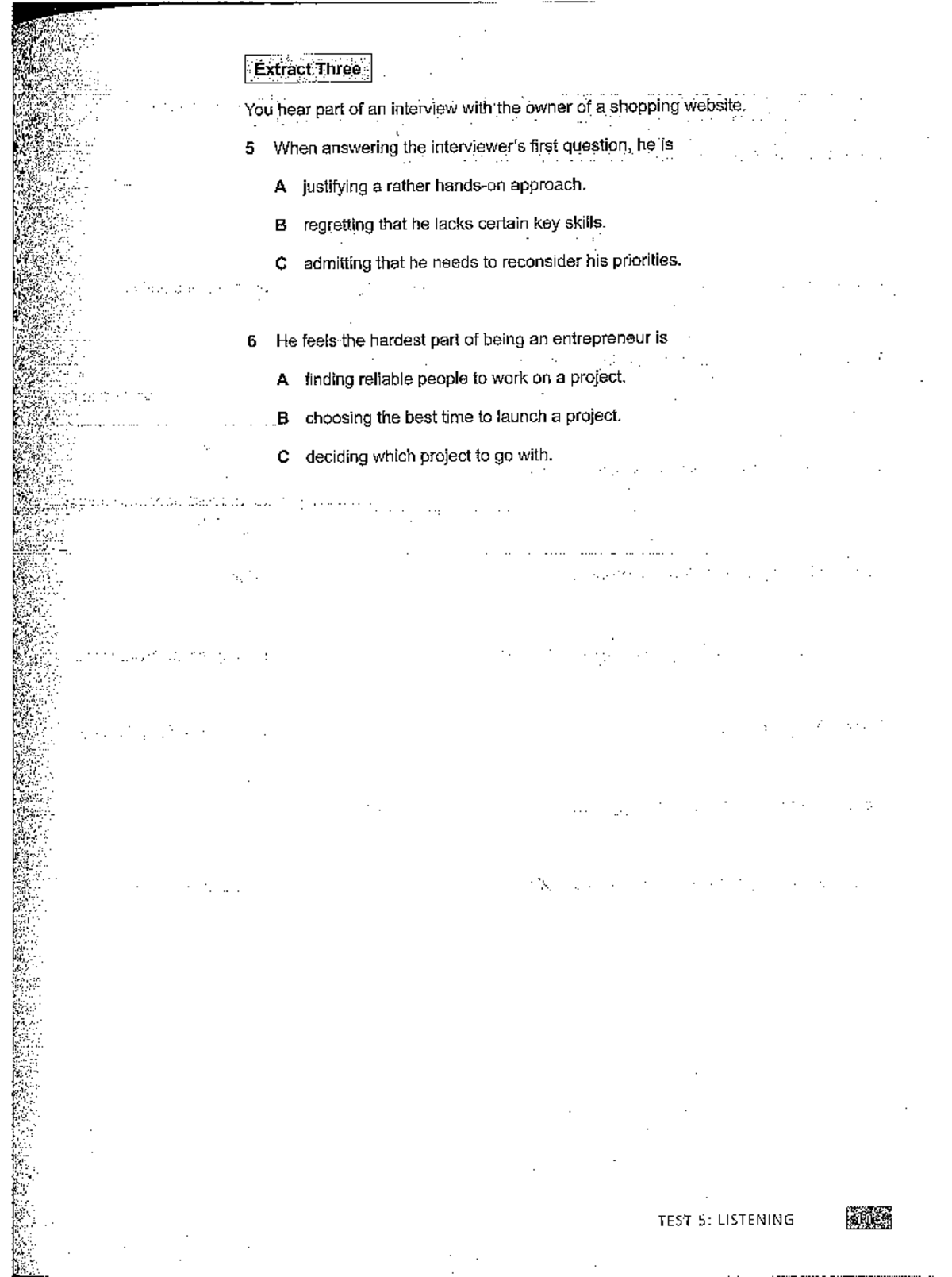 TEST 5 & 6: LISTENING AND READING COMPREHENSION EXERCISES - Studocu