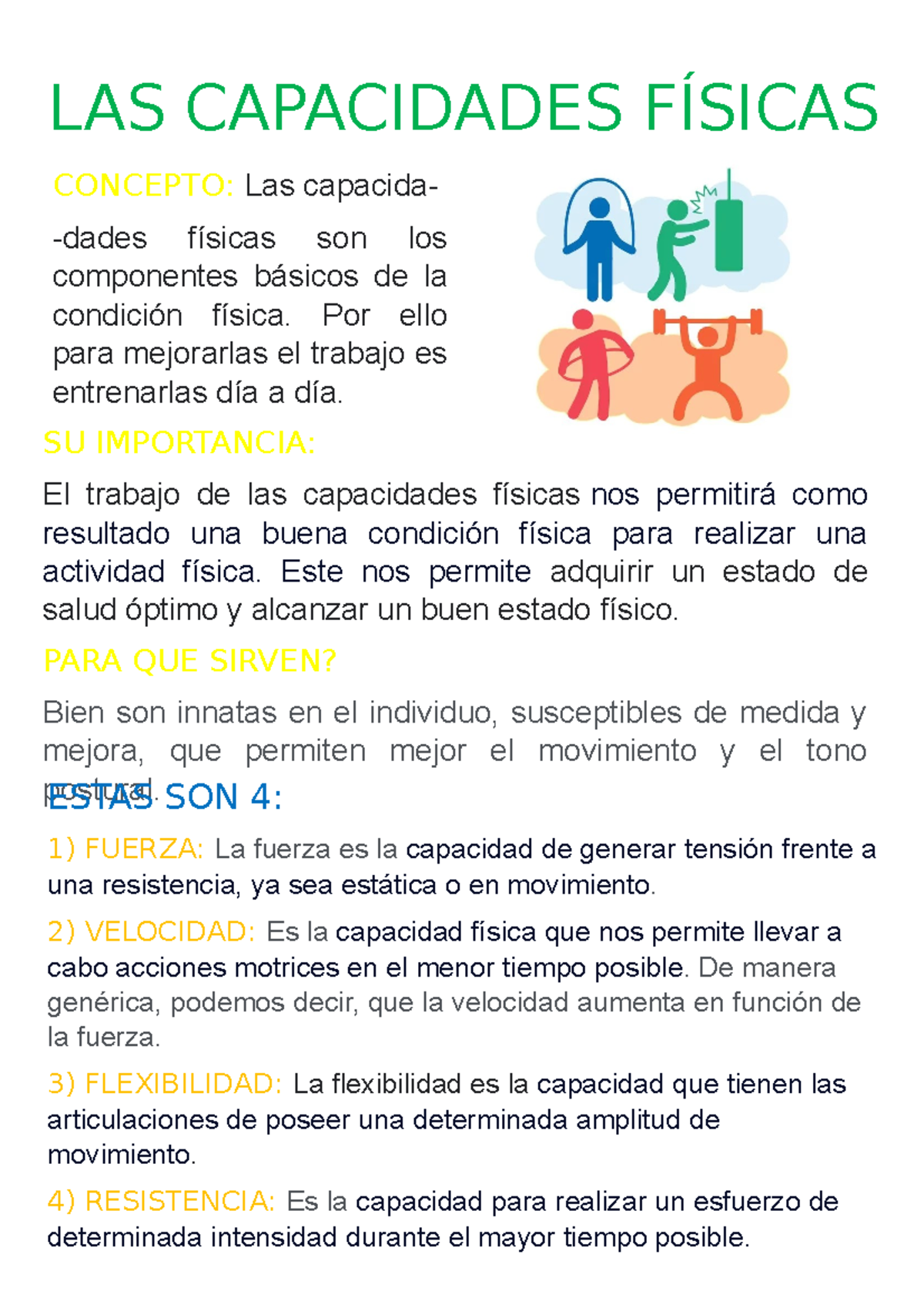 Las capacidades fisicas - copia - CONCEPTO: Las capacida-dades físicas ...