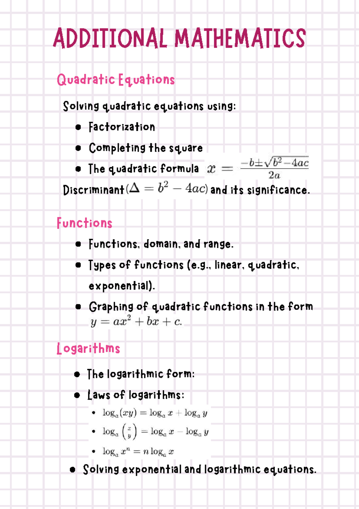 Additional Mathematics - Mathematics tr - Functions, domain, and range ...