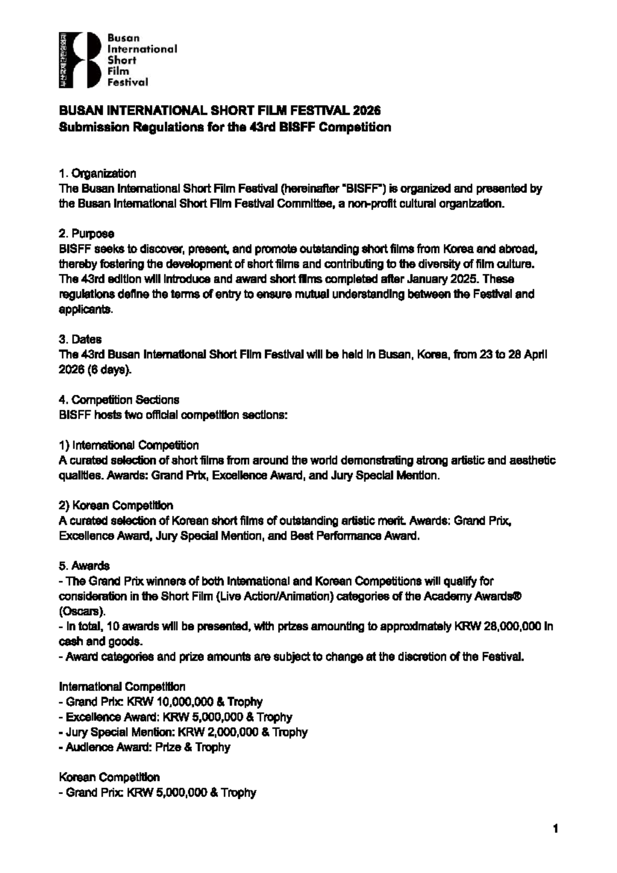 Busan 8 International Short Film Festival 2026 Submission Guidelines ...