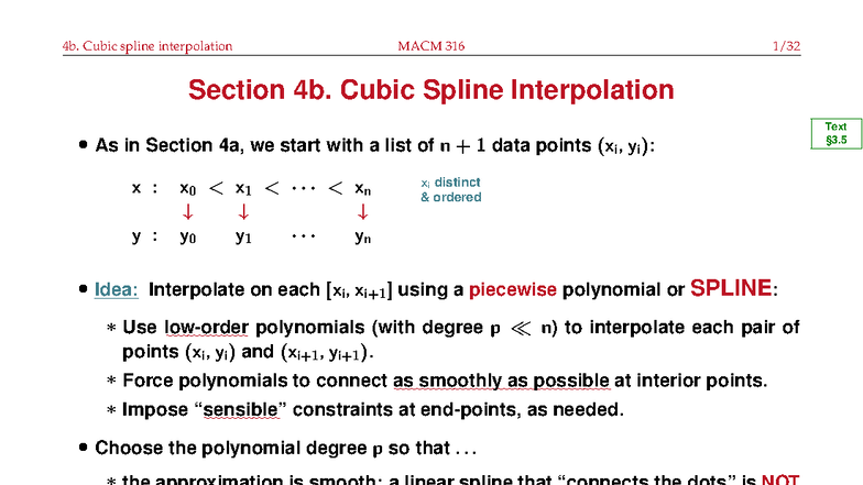 4b. Cubic Spline Interpolation Notes for MACM 316 - Studocu