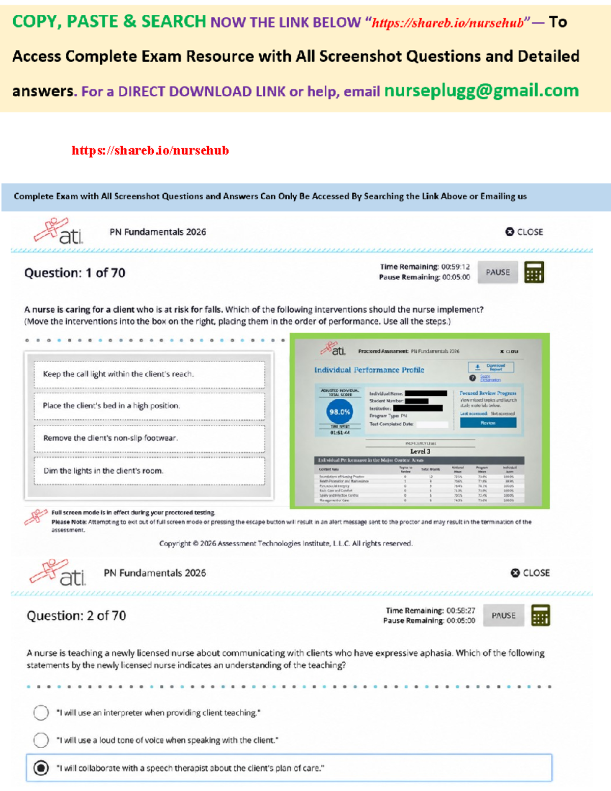 Latest ATI PN Fundamentals 2026 Proctored Exam with NGN Q&A - Studocu