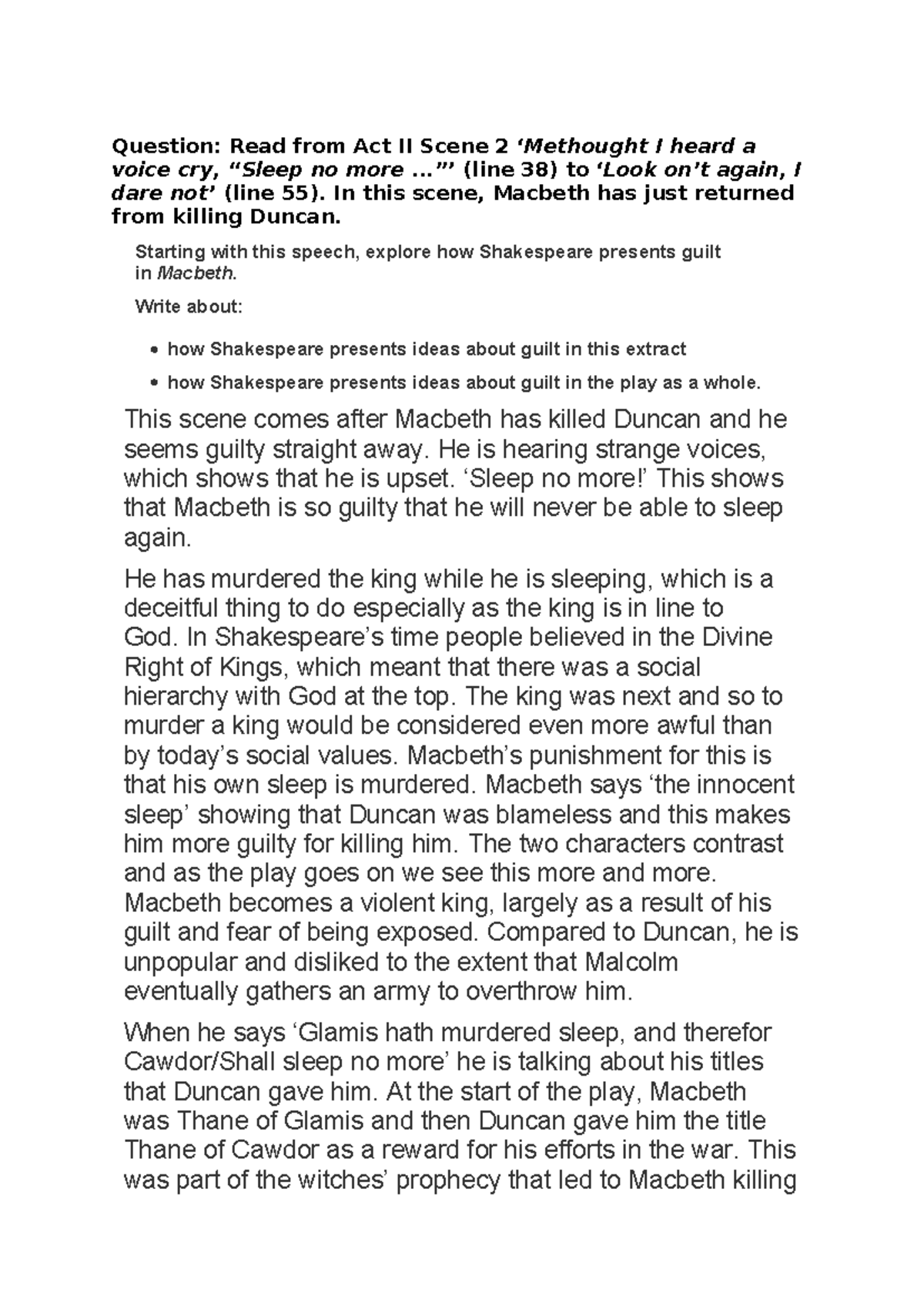 Macbeth: Guilt and Consequences in Act II Scene 2 Analysis - Studocu