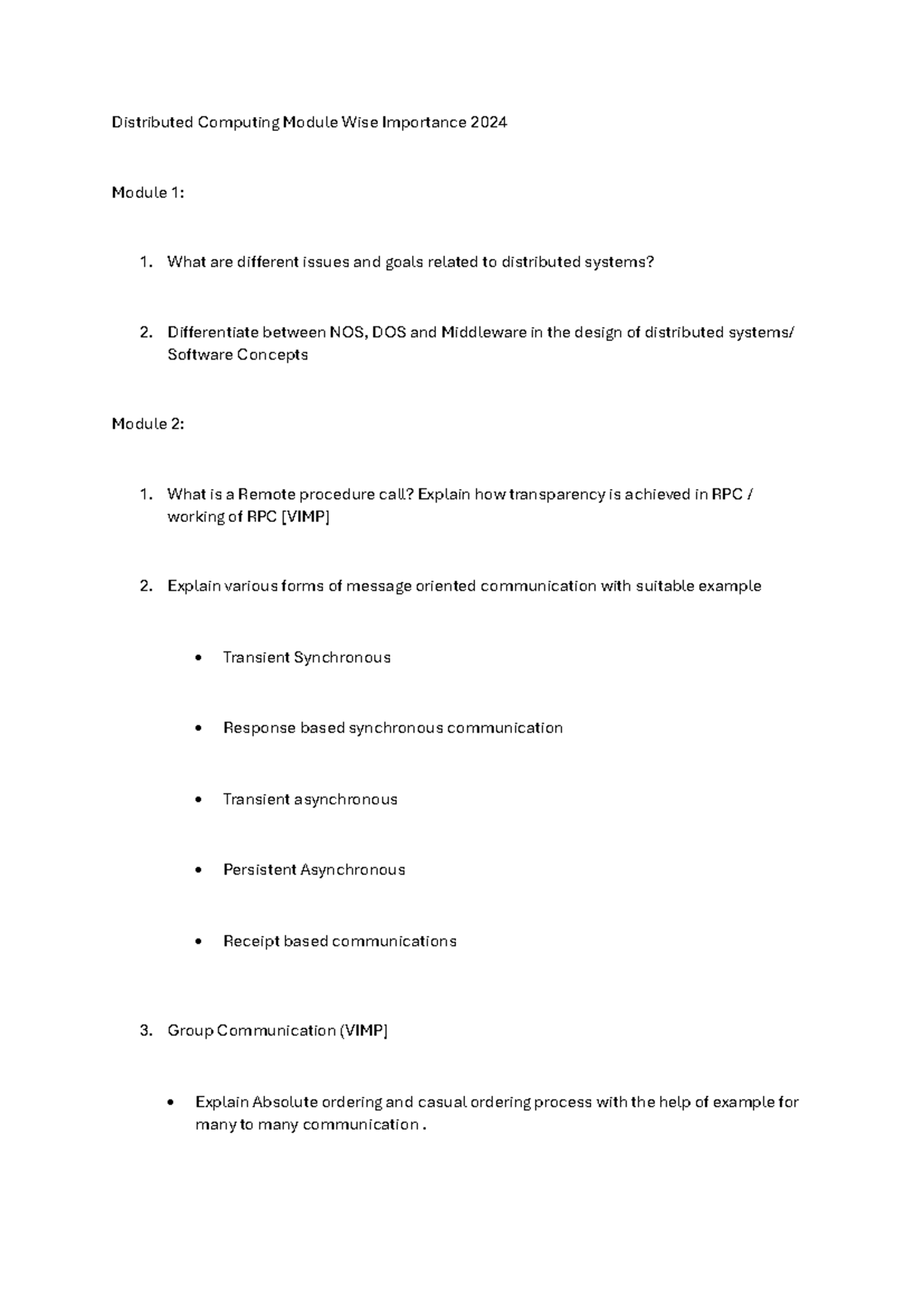 LMT IMP Questions - Distributed Computing Module Wise Importance 2024 ...