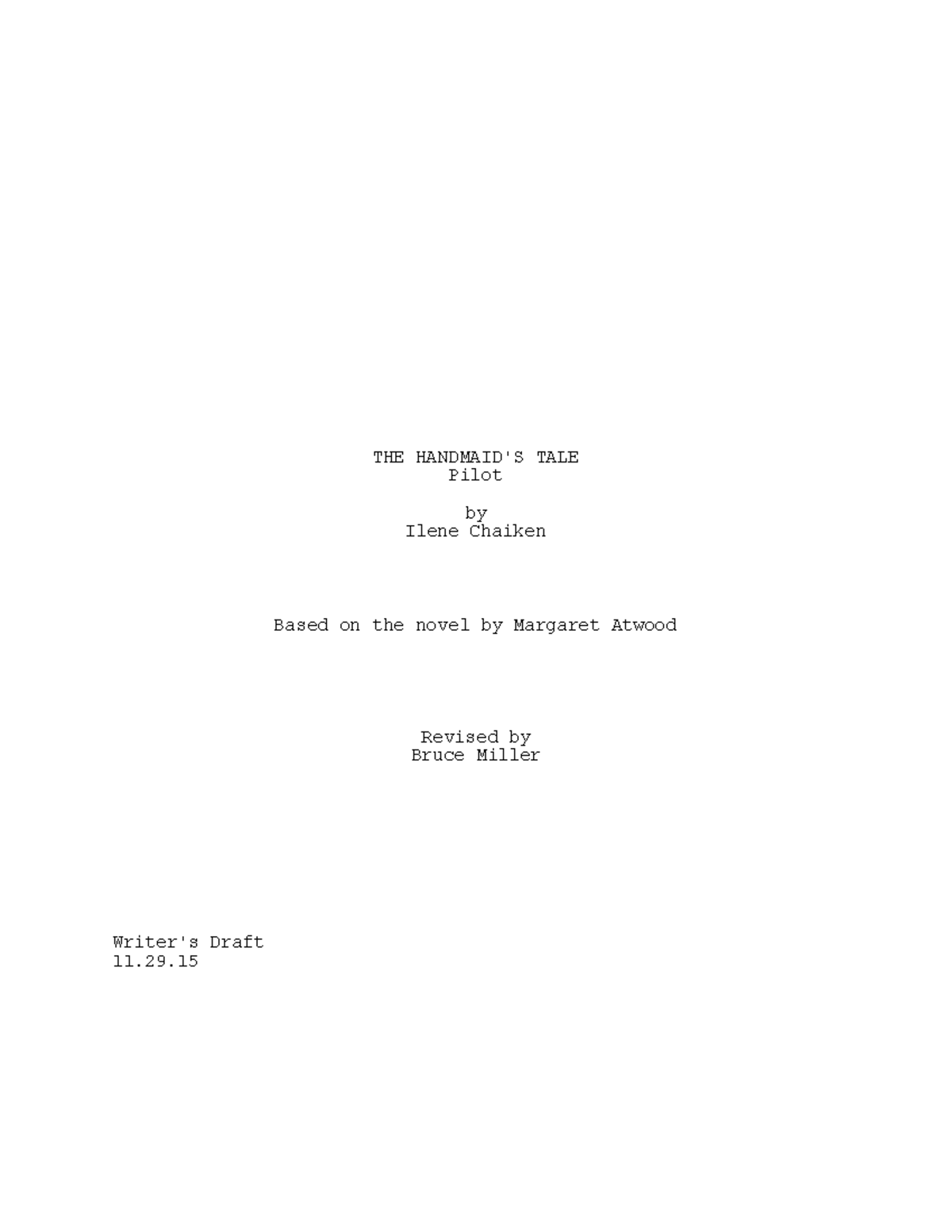 Handmaid's Tale Pilot Script Analysis (ENG 101) - Studocu