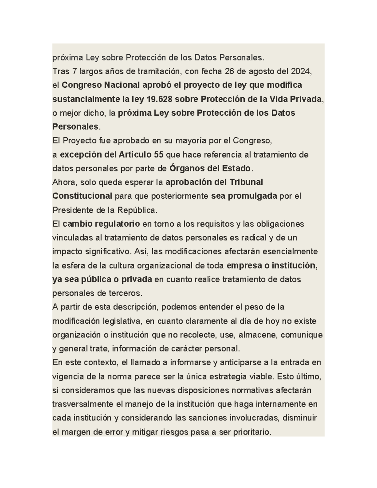 Ley 21719: Nueva Ley de Protección de Datos Personales en Chile - Studocu