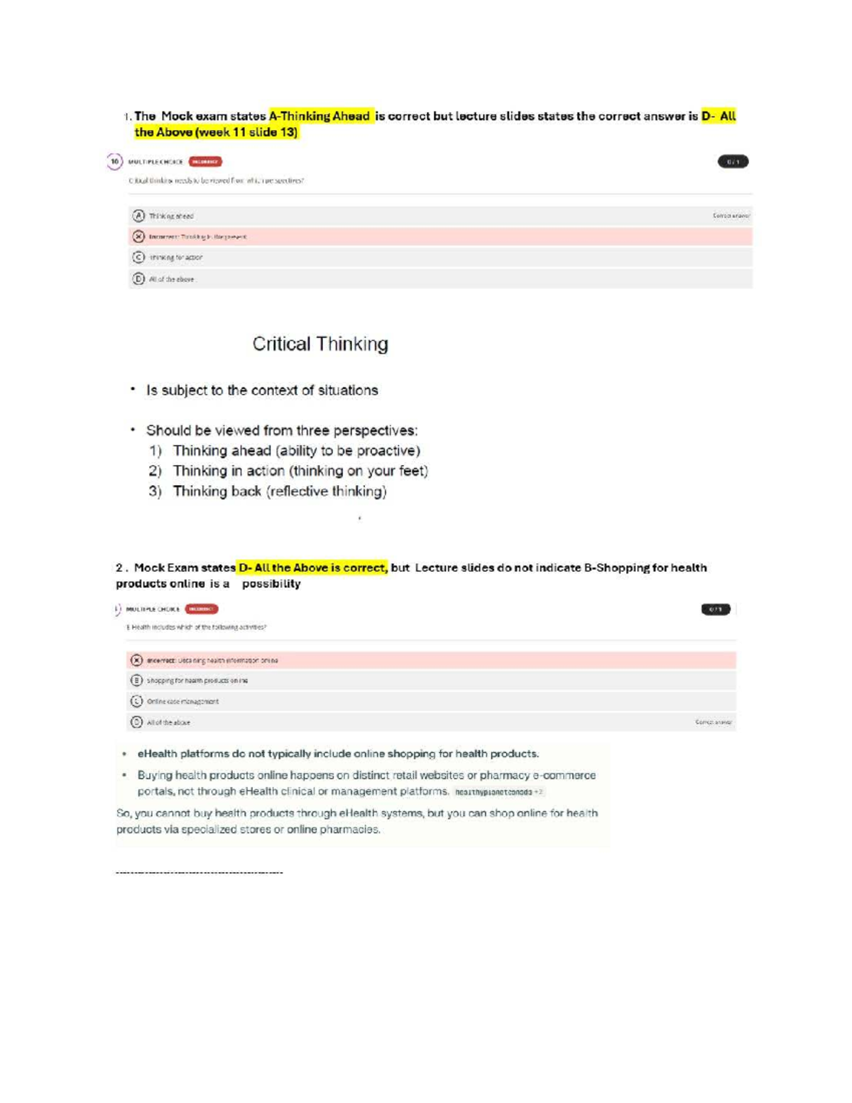 Mock Final Quiz - PNR400: Critical Thinking & eHealth Insights - Studocu