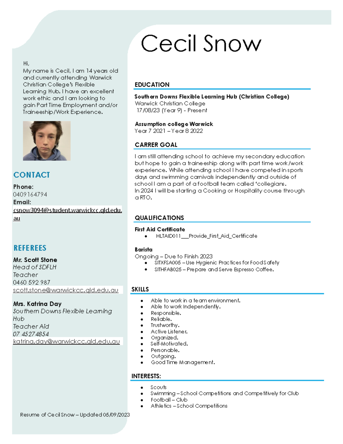 Cecil snow resume 2023[93] - Resume of Cecil Snow – Updated 05/09 ...