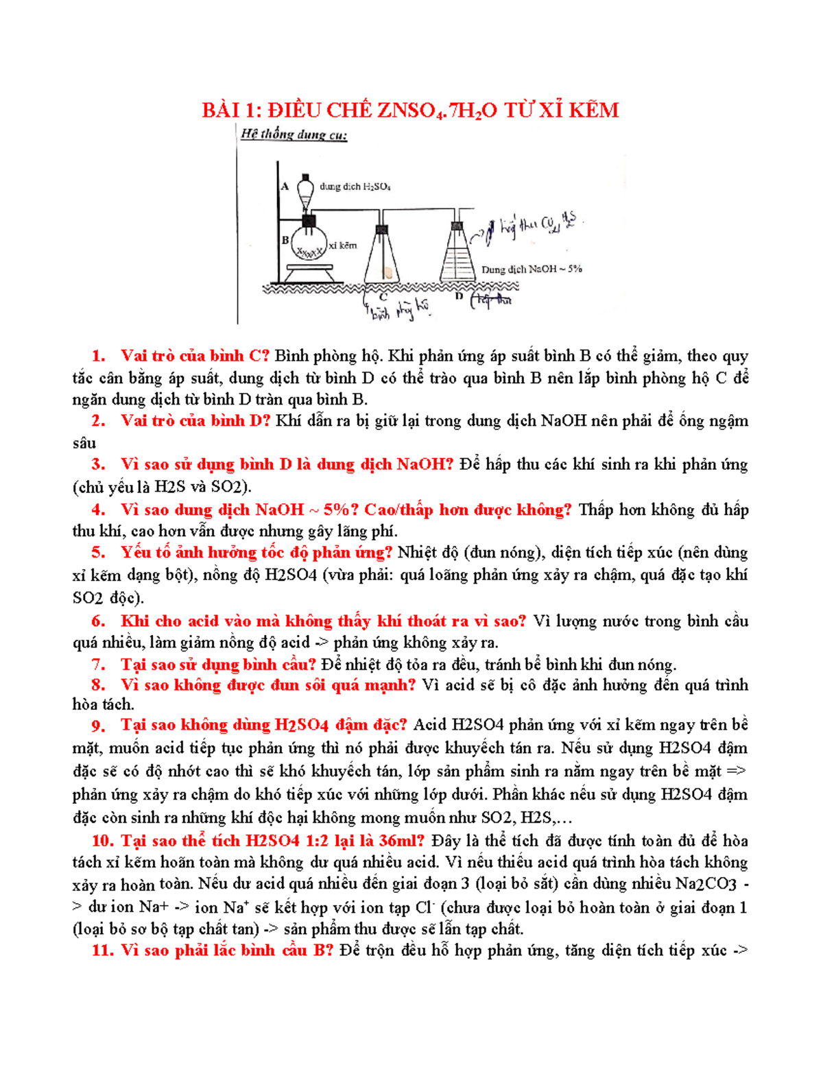 Tổng hợp câu hỏi thực tập Vô Cơ 2 (TTVC2) - Bài tập và lý thuyết - Document Preview
