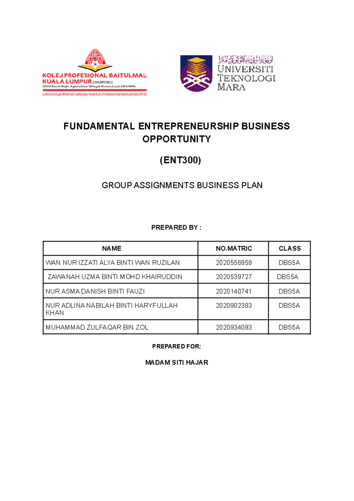 (ENT300) Group Assignment - Business Plan for Foodiie - Studocu