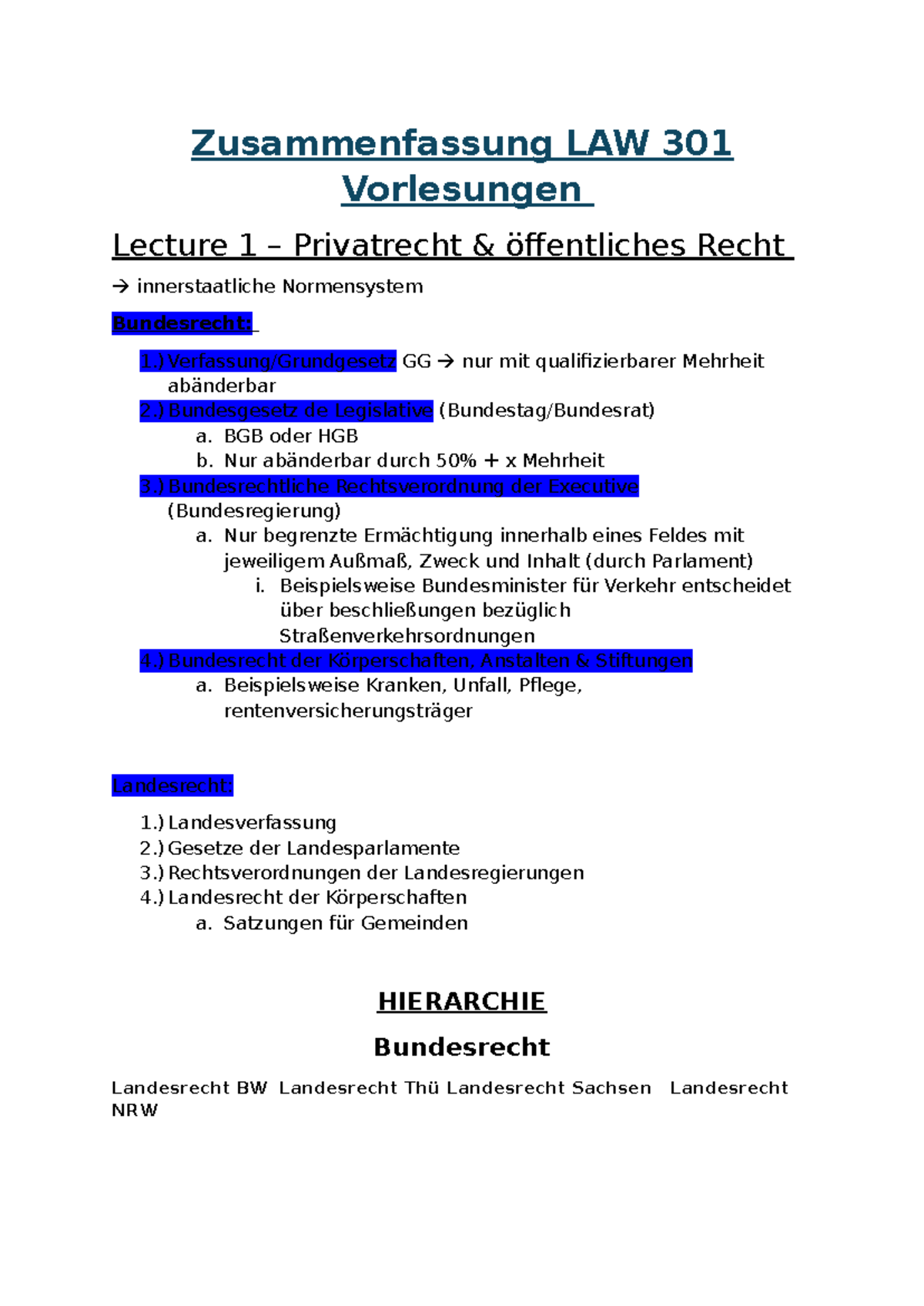 Zusammenfassung Law Vorlesungen Zusammenfassung Law Vorlesungen Lecture