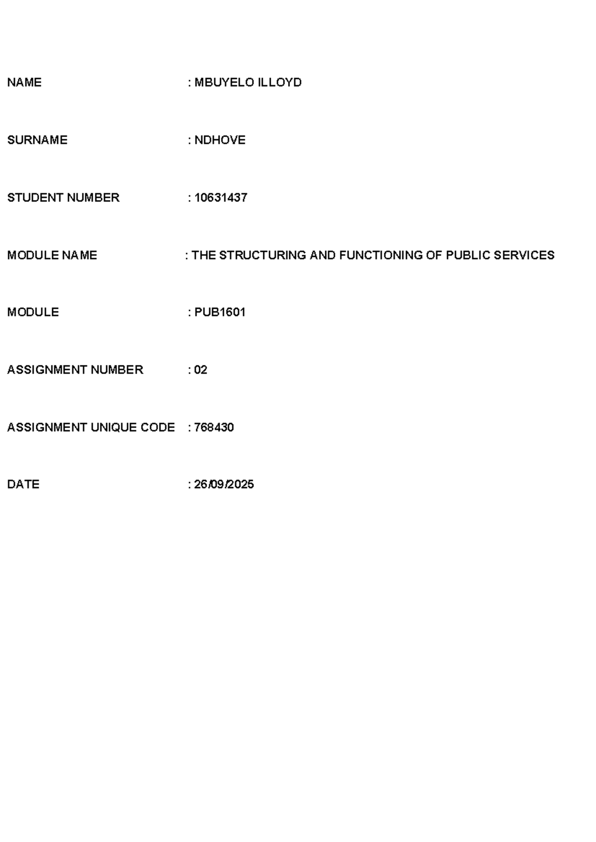 PUB1601 Assignment 02: Roles of Government in Public Service Management ...