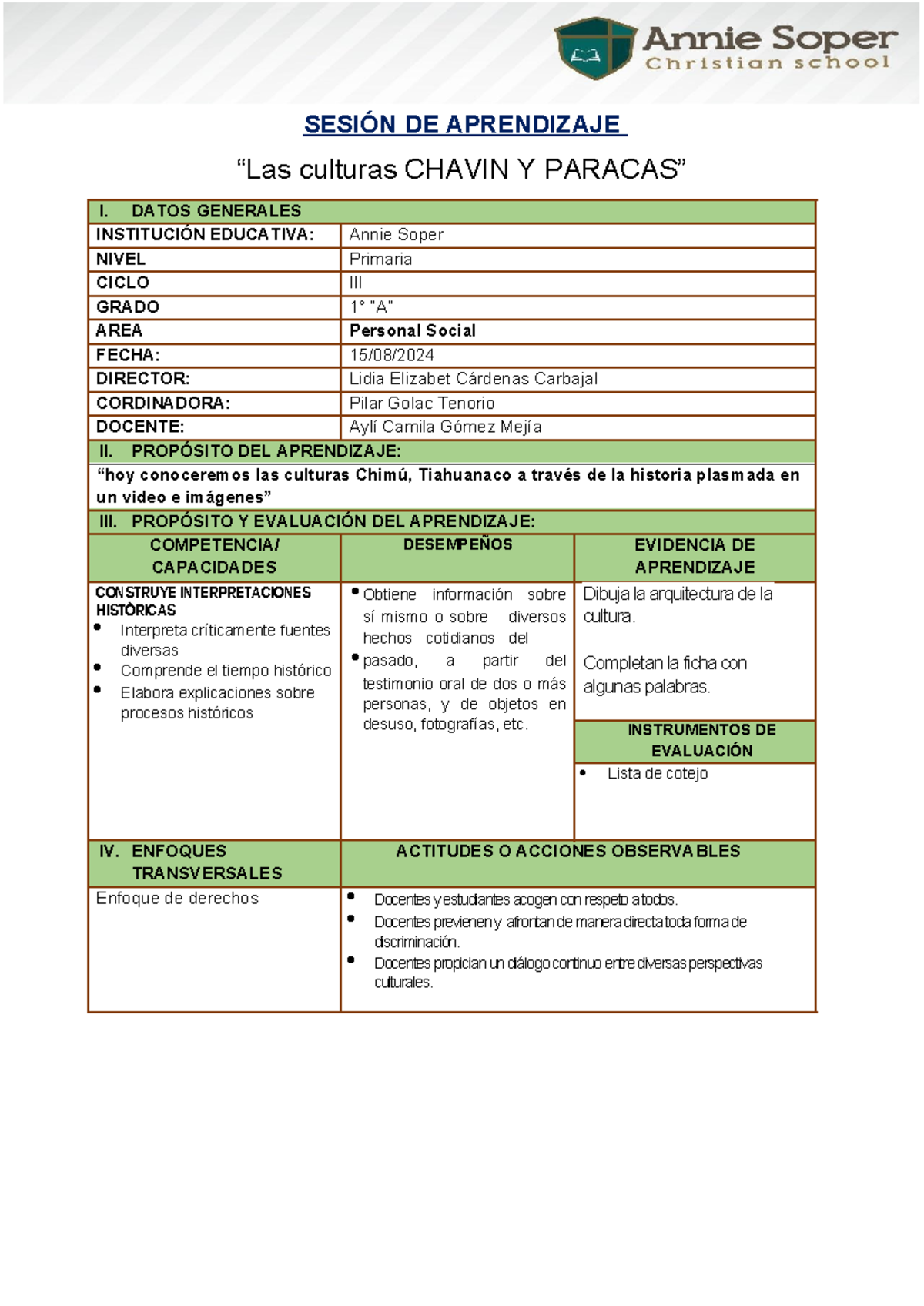 2. P.S - Aprendizaje sobre Culturas Chimú y Tiahuanaco - 15/08/2024 ...