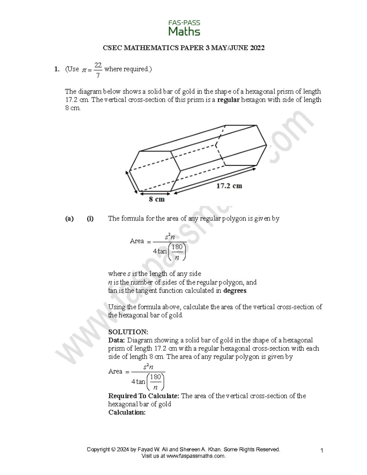 CSEC Maths P3 May/June 2022 - Practice Past Paper Solutions - Studocu