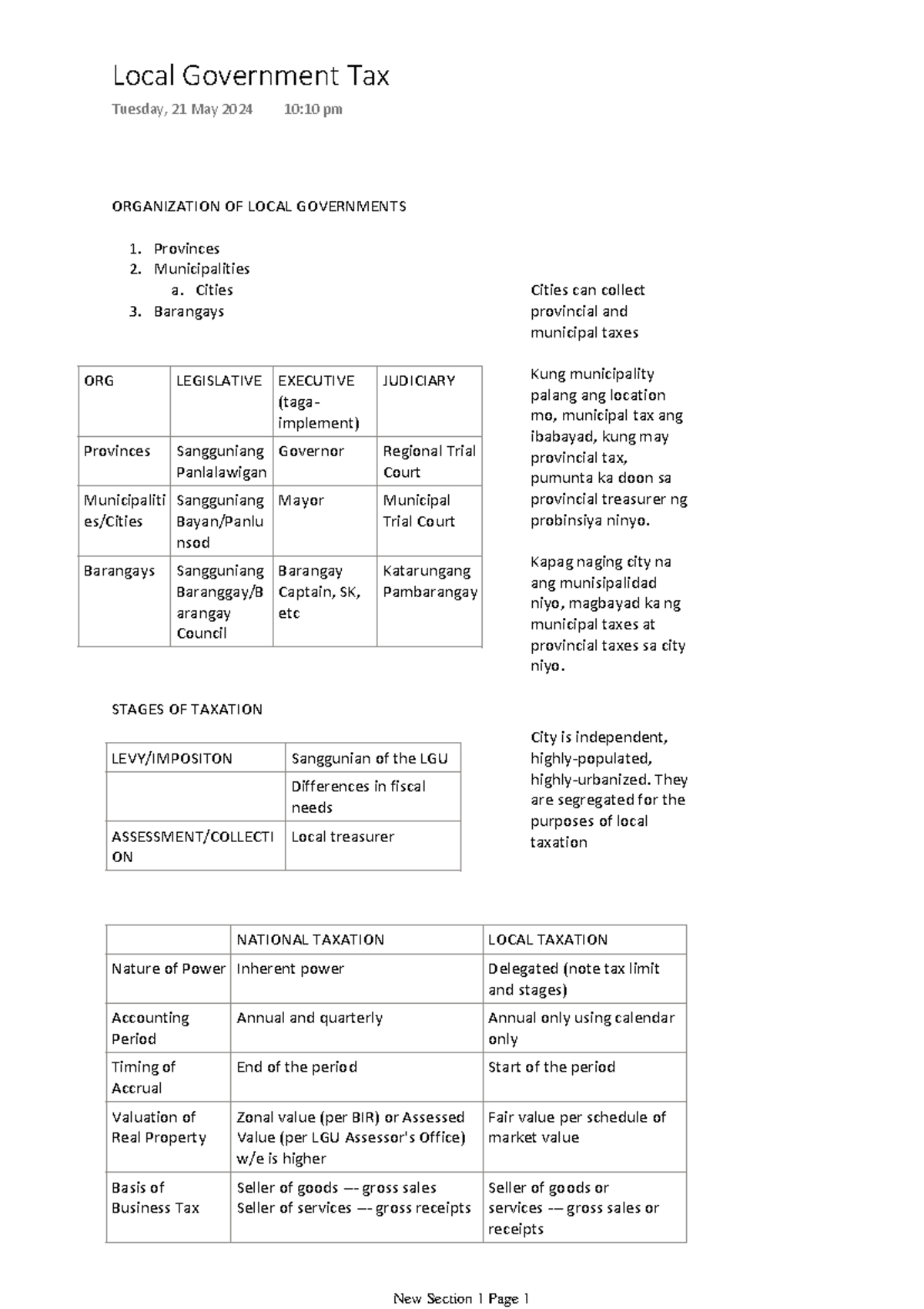 Local Government Tax Overview: Structure & Taxation Stages - Studocu