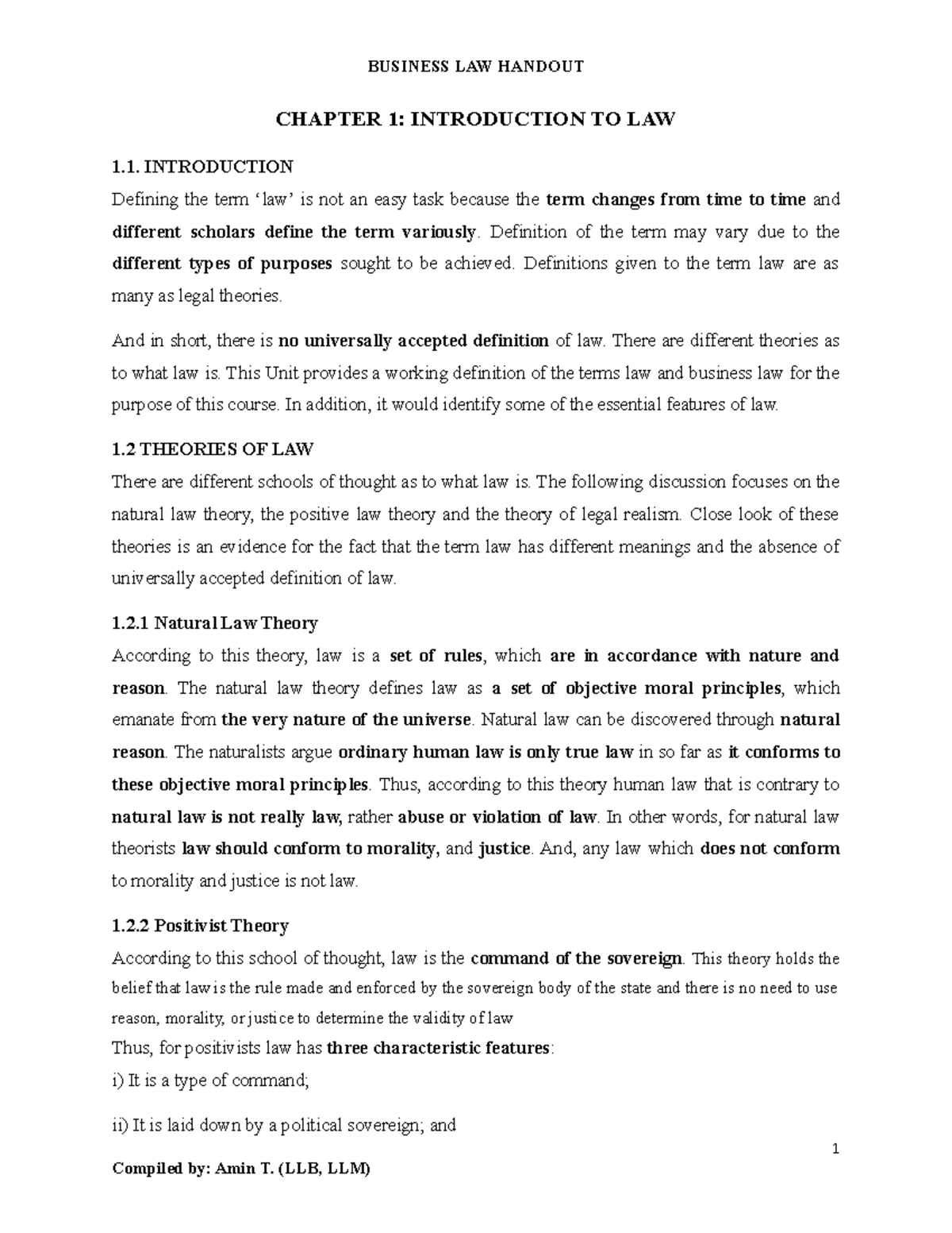 BL Chapter 1 & 2: Introduction to Law and Business Law Concepts - Studocu