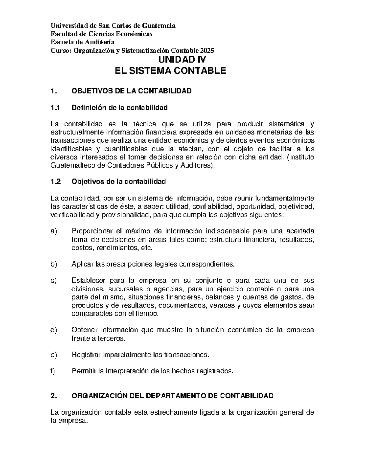 Unidad IV: Sistema Contable - Organización y Sistematización Contable ...