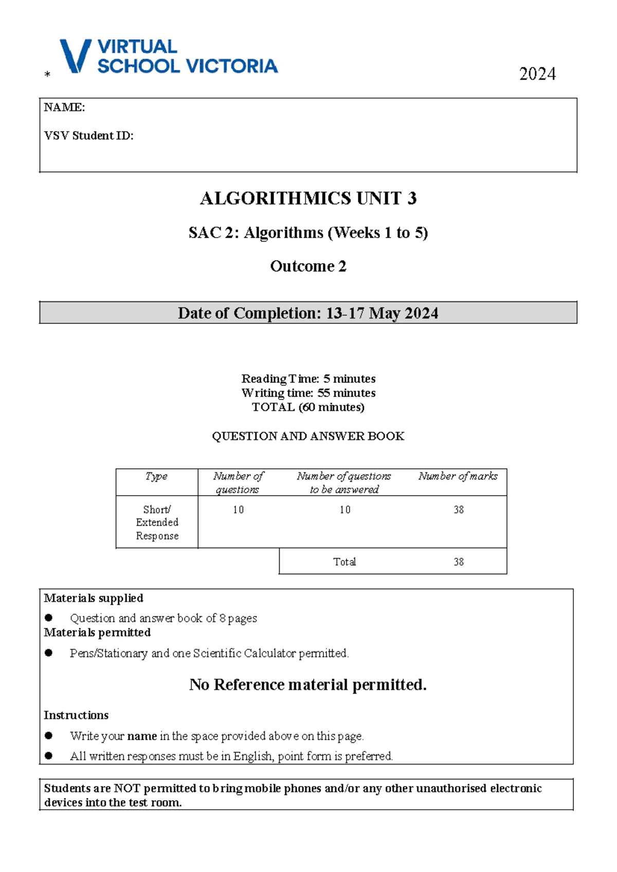 2024 VSV Unit 3 SAC 1 - Abstract Data Types Solutions - Studocu