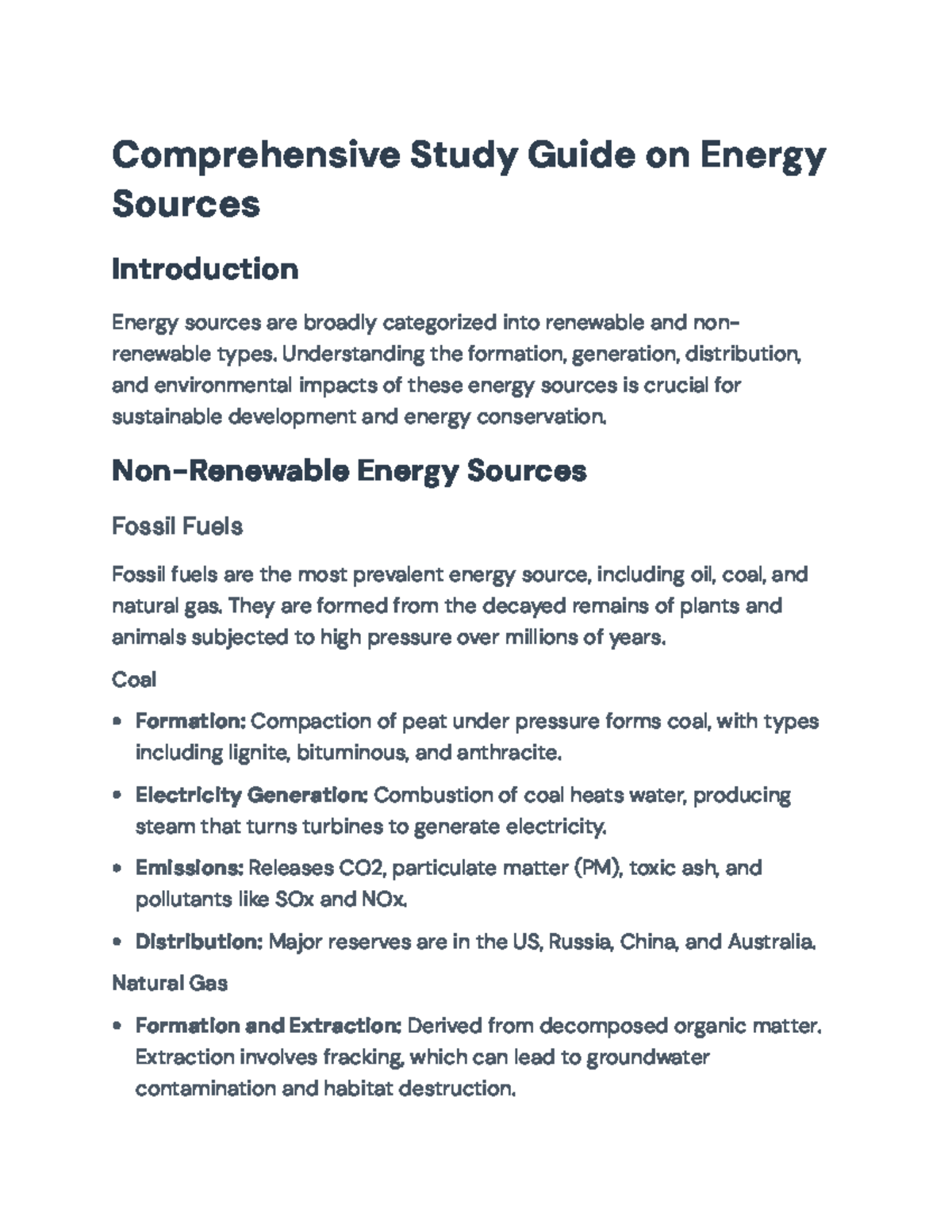 Comprehensive Study Guide on Energy Sources and Conservation Strategies ...