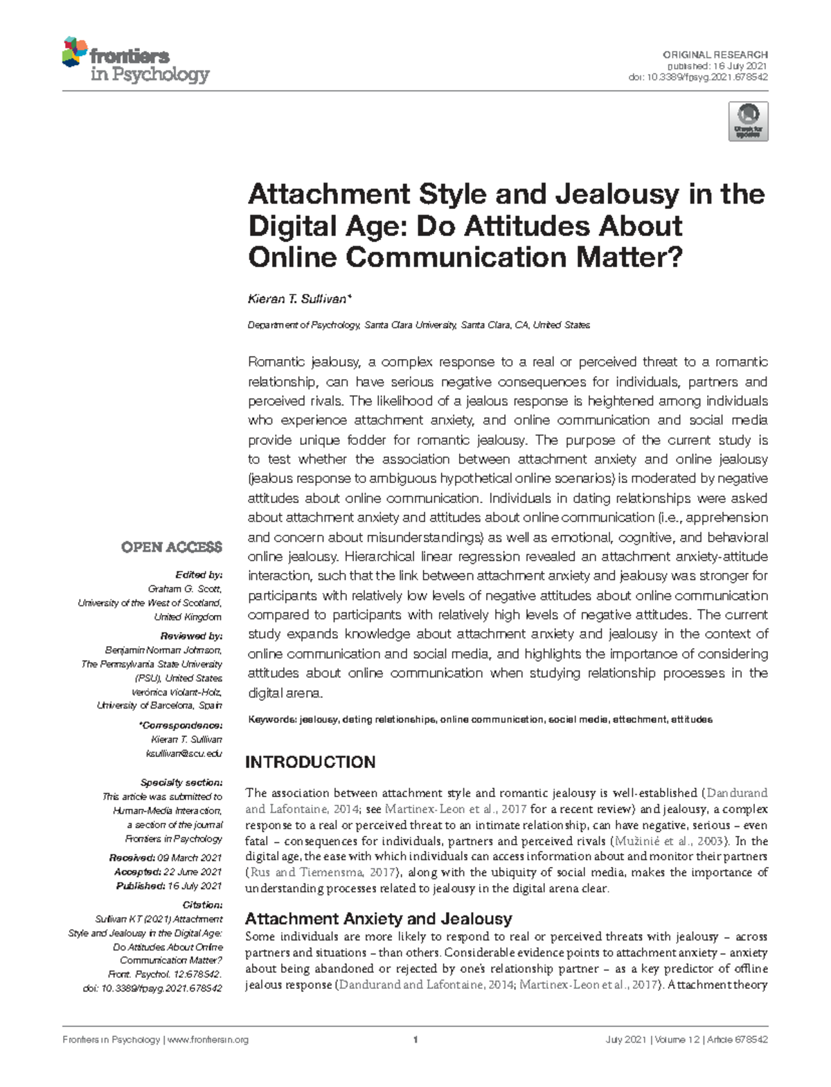 Attachment Style and Jealousy in the Digital Age - ORIGINAL RESEARCH ...