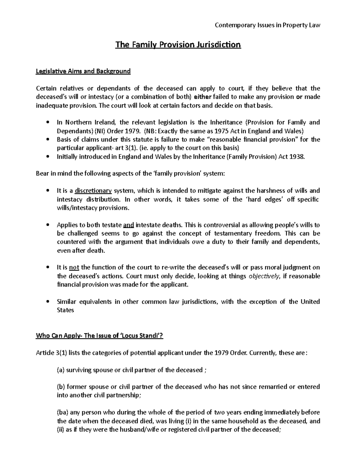 Family Provision topic guide - The Family Provision Jurisdiction ...